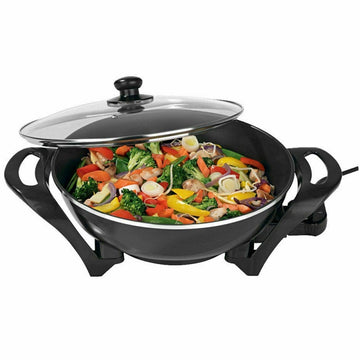 Electric Casserole Pot Wok Frying Pan Frypan Saucepan Cooking Cookware Glass Lid